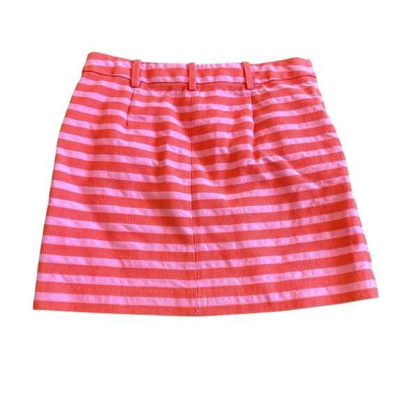 J. Crew Pink Red Stripe Mini Skirt Cotton Blend Casual Colorful Size 2 Women's - Picture 5 of 9
